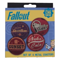Fallout Set Of Four Metal Drinks Coasters 23 Fallout Set Of Four Metal Drinks Coasters -Just Geek Store B FLT96 Pack Front Trans