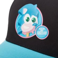 Sonic The Hedgehog Ice Cream Logo Black & Blue Snapback -Just Geek Store SonicSummer IceCream BlackCap 4 v2
