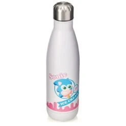 Sonic The Hedgehog Ice Cream Logo Bowling Pin Style Water Bottle -Just Geek Store SonicSummer IceCream WaterBottle White 3