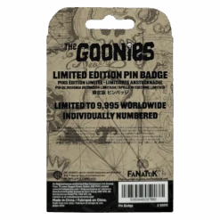 The Goonies 40th Anniversary Never Say Die Pin Badge -Just Geek Store Z GOO12 Pack Back Trans