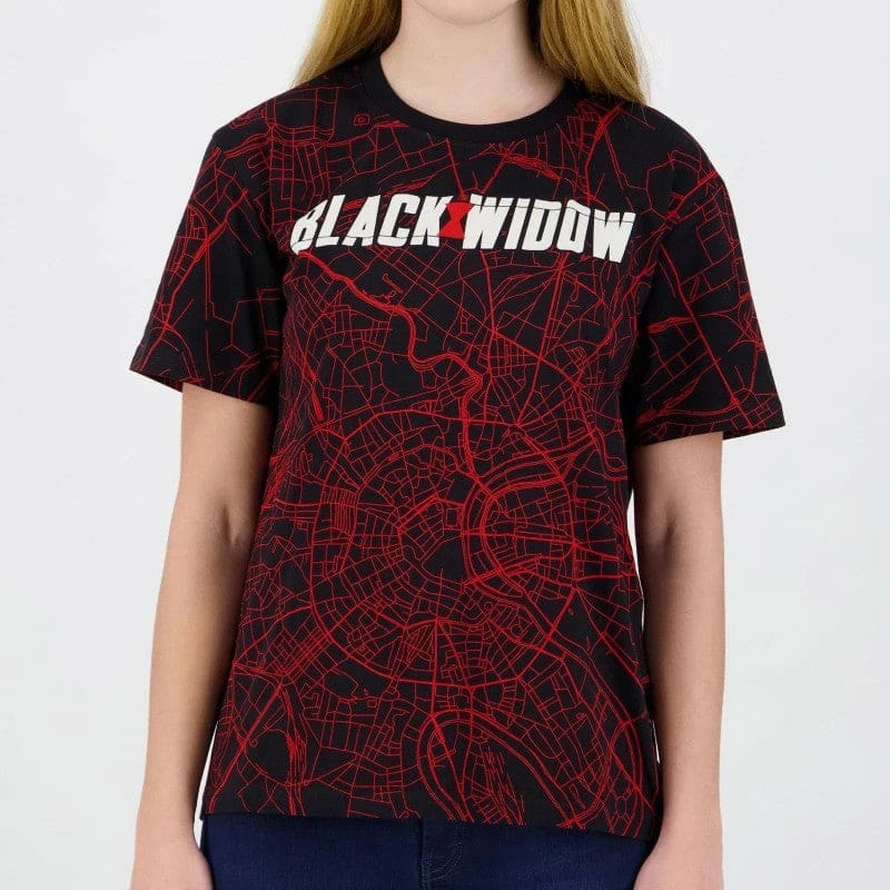 Marvel Black Widow City Map Women's T-Shirts 3 Marvel Black Widow City Map Women's T-Shirts - Image 3