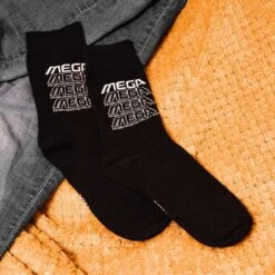 Mega Drive ‘Retro Logo’ Black Socks (One Size) -Just Geek Store md retro logo socks 4