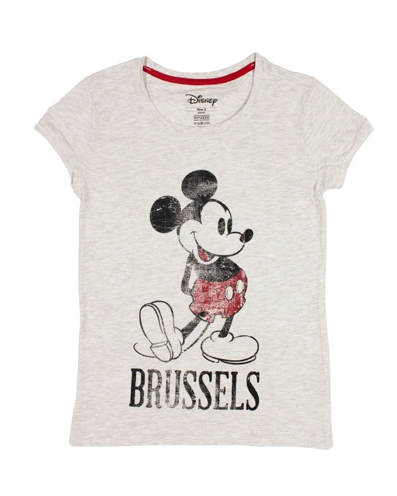 Disney Mickey Mouse Grey Brussels Women's T-Shirts 1 Disney Mickey Mouse Grey Brussels Women's T-Shirts